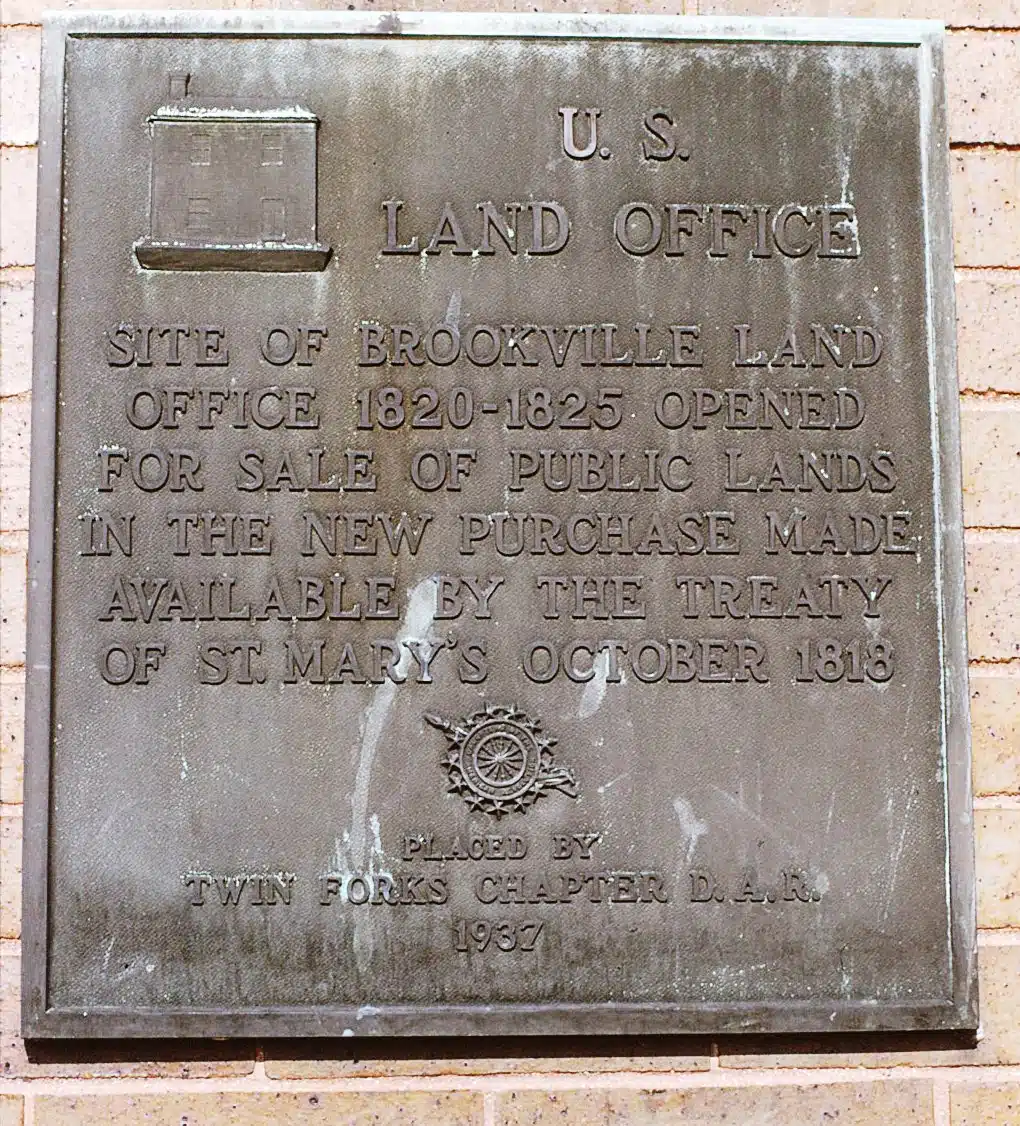Photo of U.S. Land Office plaque.
