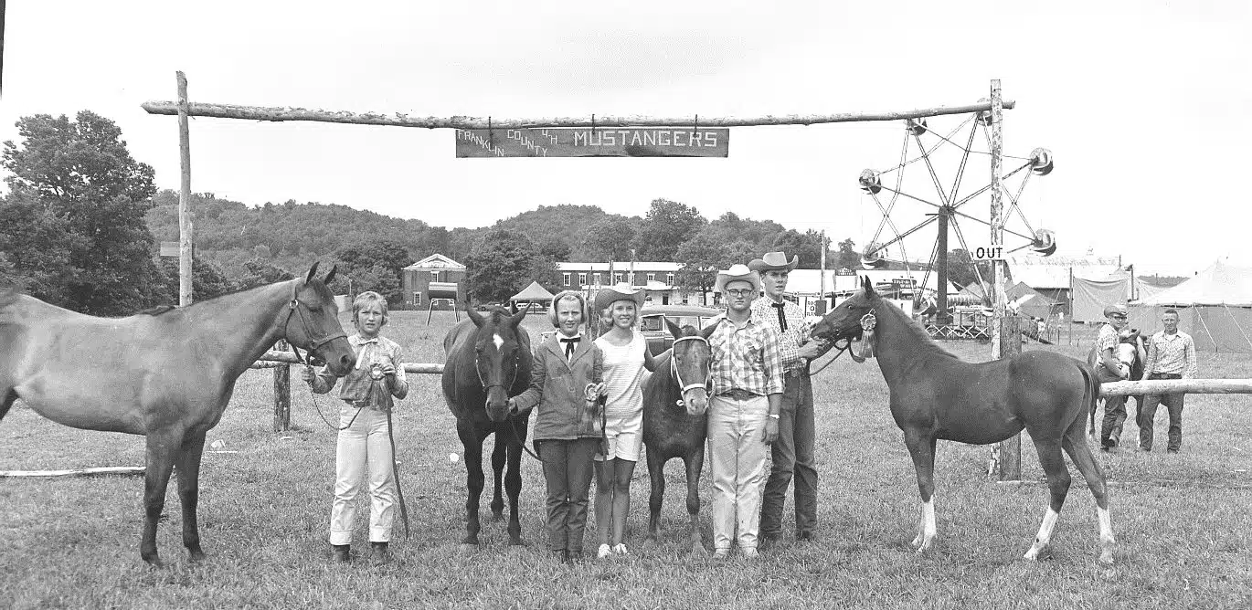 Photo with caption: The Mustangers at the 4-H fairground on Blue Creek Rd., circa 1962.
Image courtesy of Tami Wissman Hofer, granddaughter of Art Wissman.
