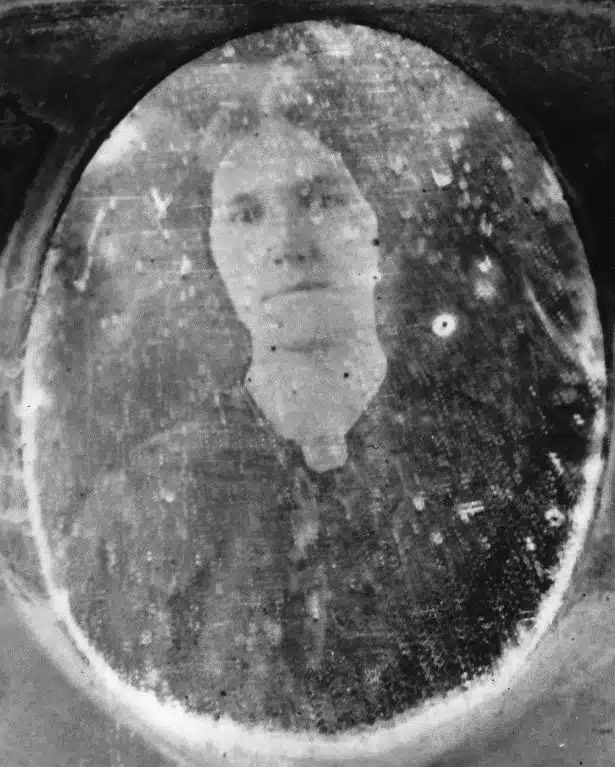 Photo with caption: Phebe Shirk as she appeared in the mid-1840s in the first daguerreotype made by Oscar Fitch.