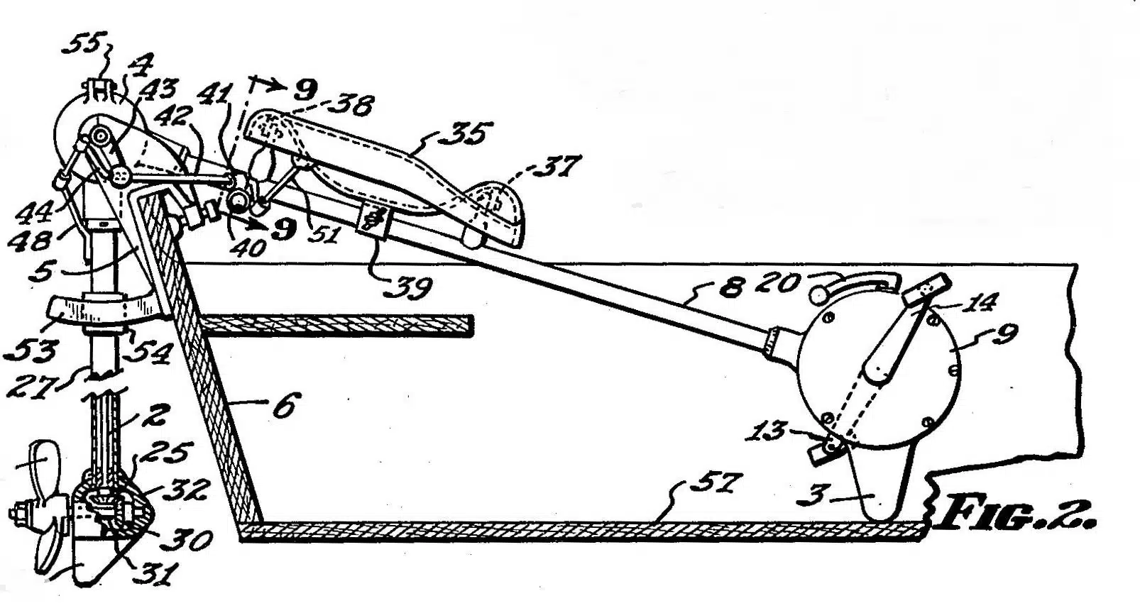 Photo: A cross section of a boat from Billman’s patent showing how the Aquacycle worked.