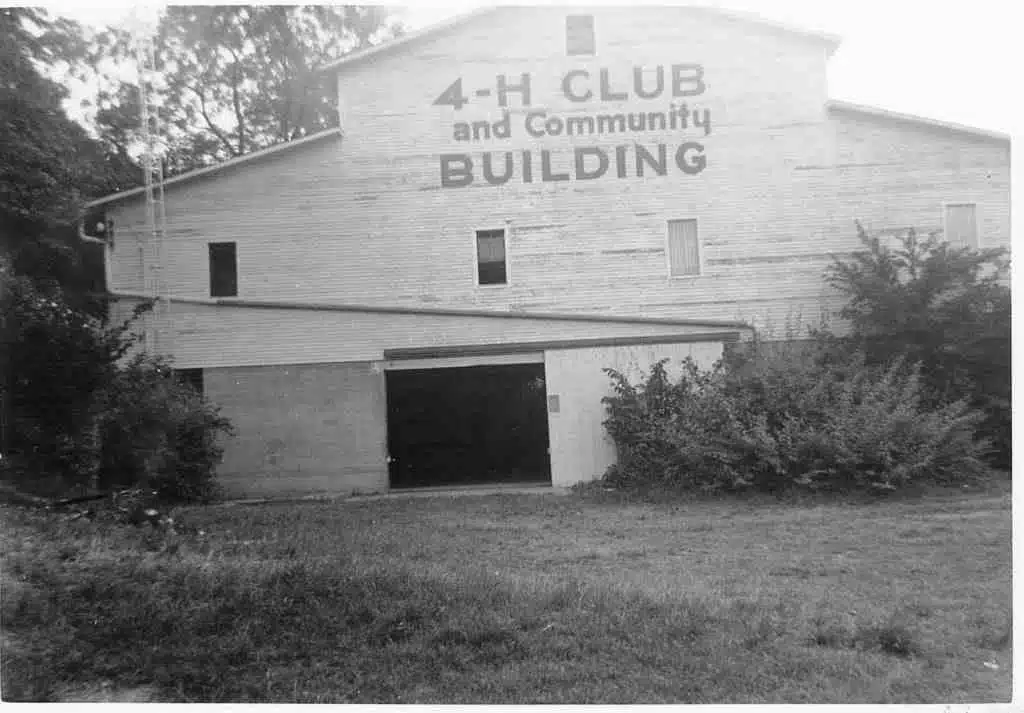 Photo with caption: The 4-H building at the old Brookville ballpark as it looked  in the 1950s. 
Photo courtesy of Maggie Fain.