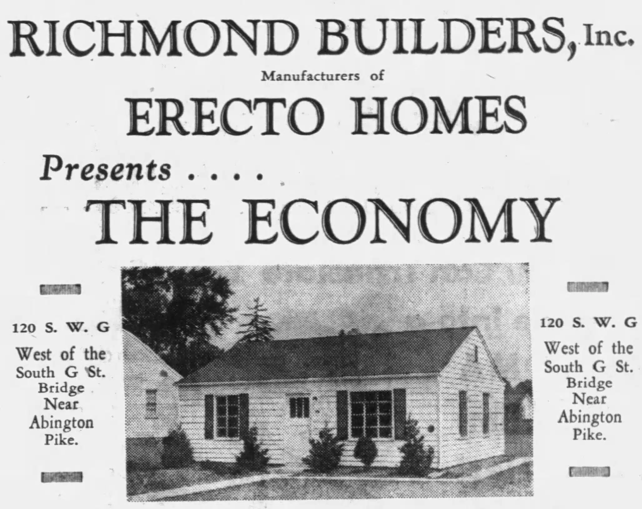 Photo with caption: Part of an advertisement for The Economy model. From the May 29, 1949 Richmond Palladium-Item.