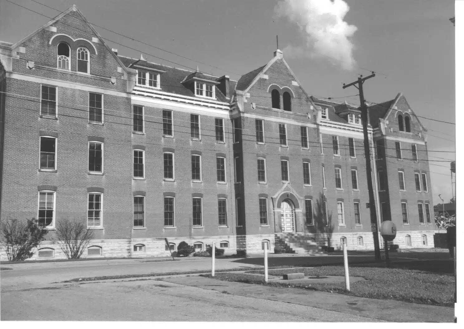 Photo with caption: The monastery being prepped for demolition in the Summer of 1986. Courtesy of Don Dunaway.