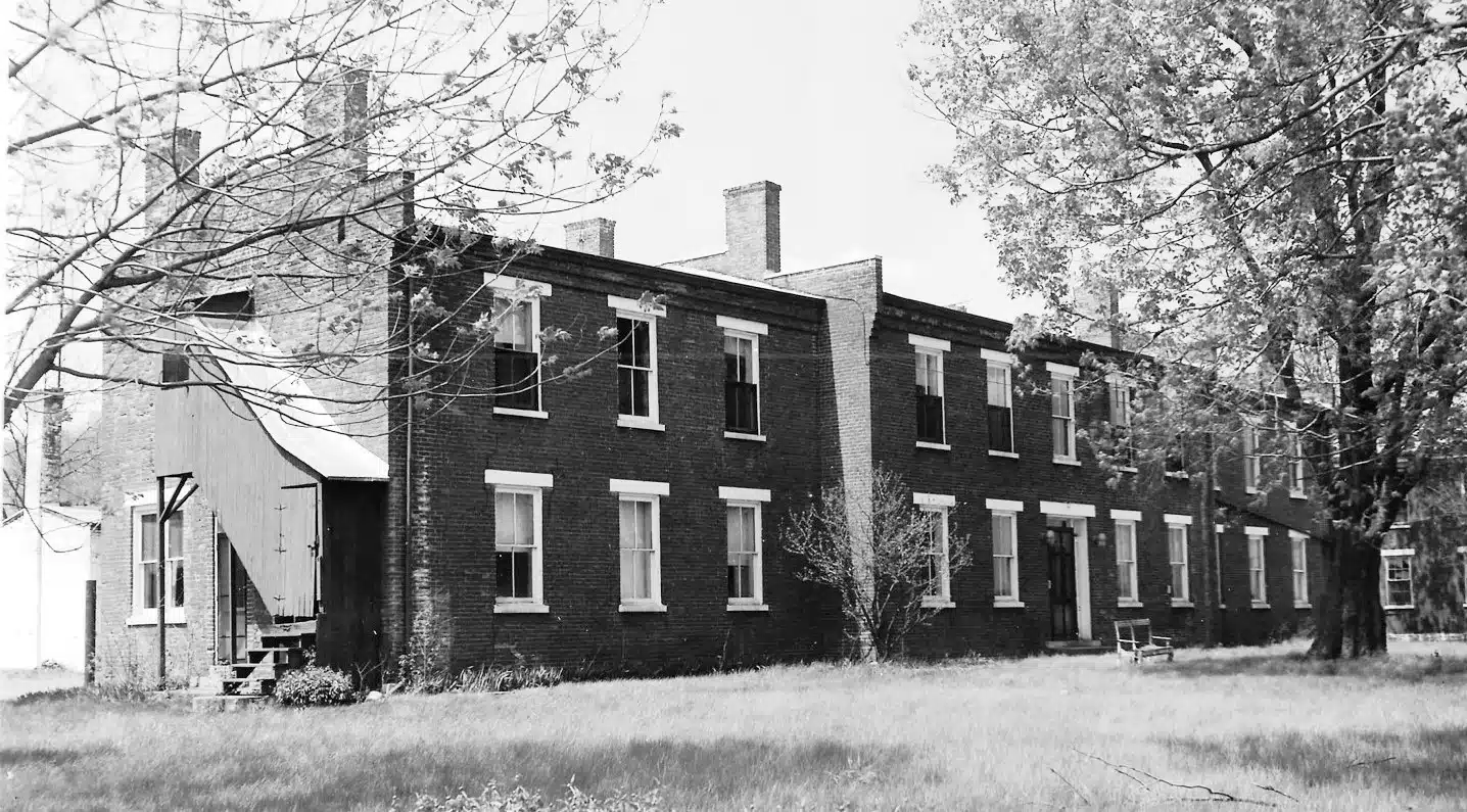 Photo with caption: Edwin May’s 1856 design of the main building at the county asylum, aka the Franklin County Poor Farm.
Don Dunaway collection, FCPLD.