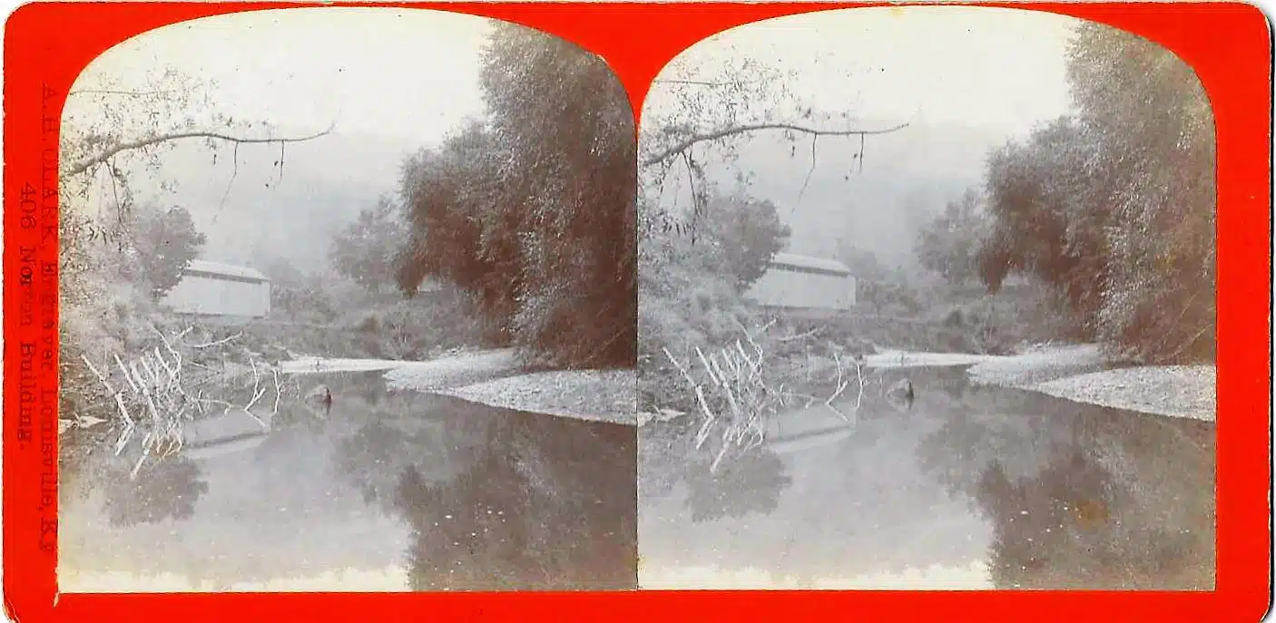 Photo with caption: Blue Creek, near Brookville, as photographed by William Birch Millis on August 16, 1906. Courtesy of Dr. James Senefeld.