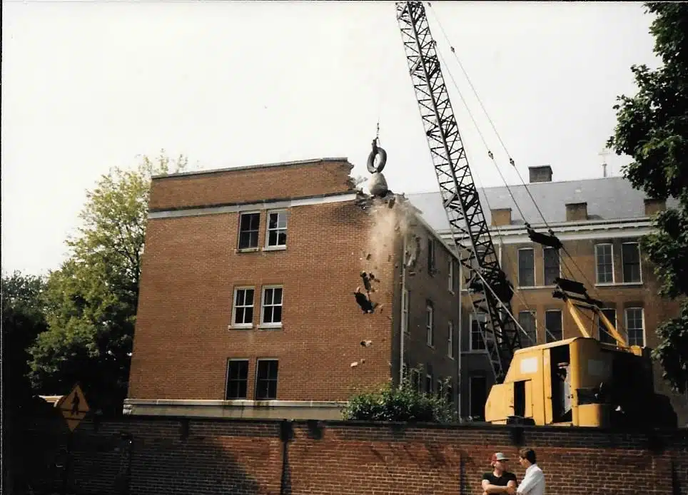 Photo with caption: Monastery demolition in progress. Courtesy of Daniel Dickey.