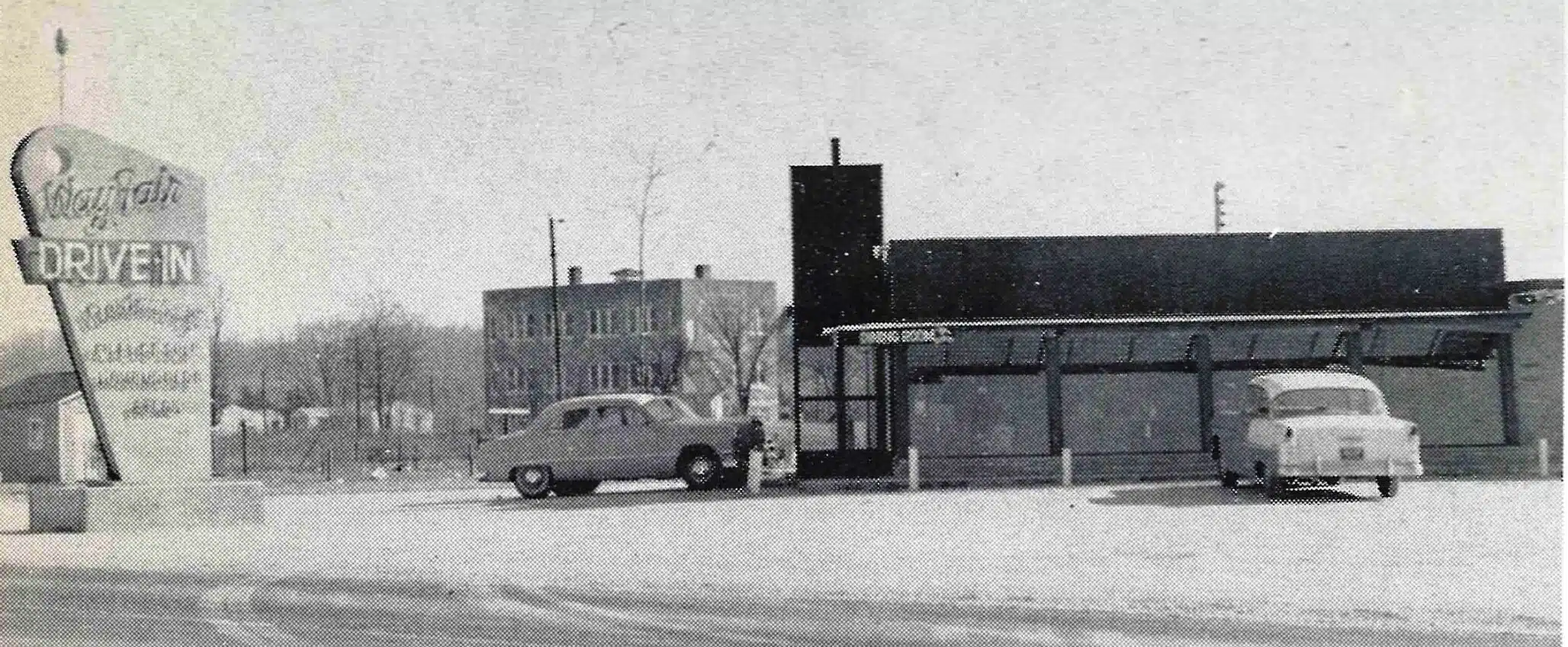 Photo with caption: The Way Fair Drive-In from the 1958 Brooklet yearbook advertisement.