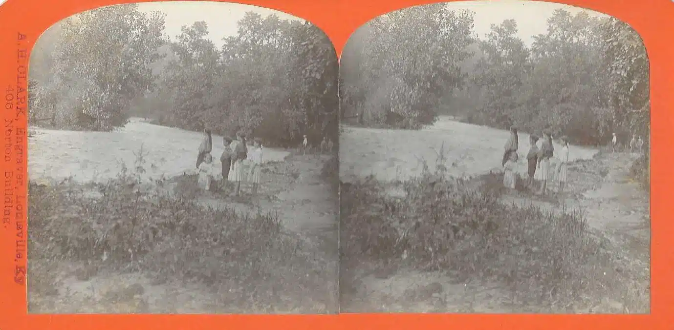 Photo with caption: Butler’s Run, Brookville, after a hard rain. Taken August 17, 1906 by William Birch Millis. Courtesy of Dr. James Senefeld.