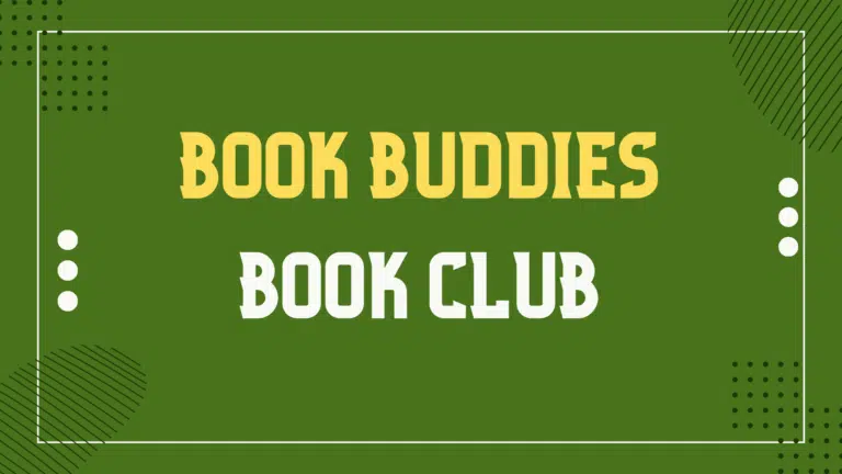 Graphic with text: Book Buddies Book Club