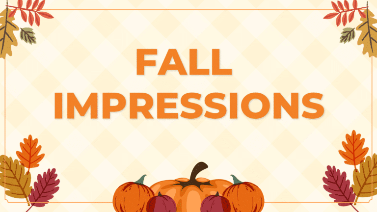 Graphic with text: Fall Impressions Painting