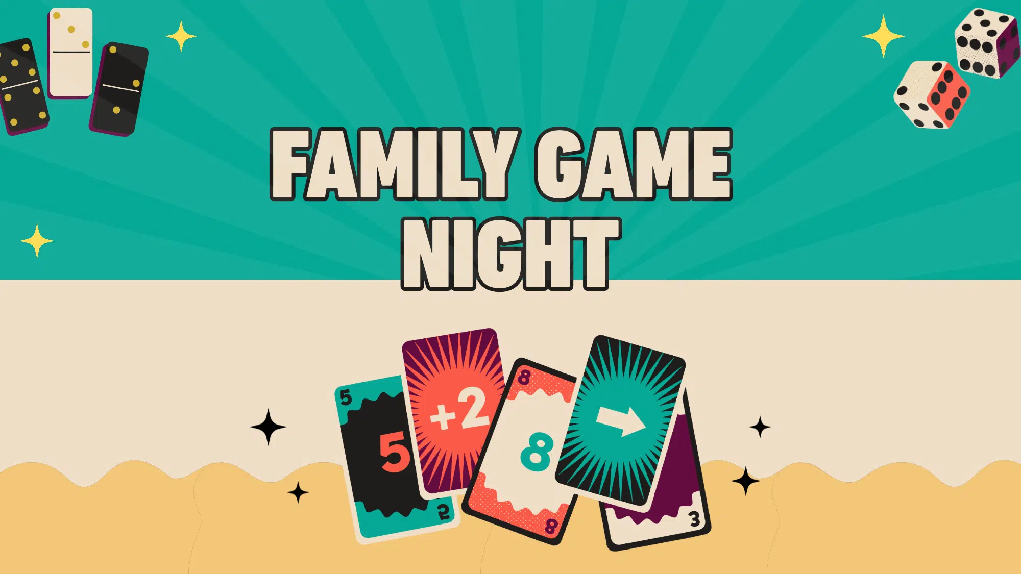 Graphic with text: Family Game Night