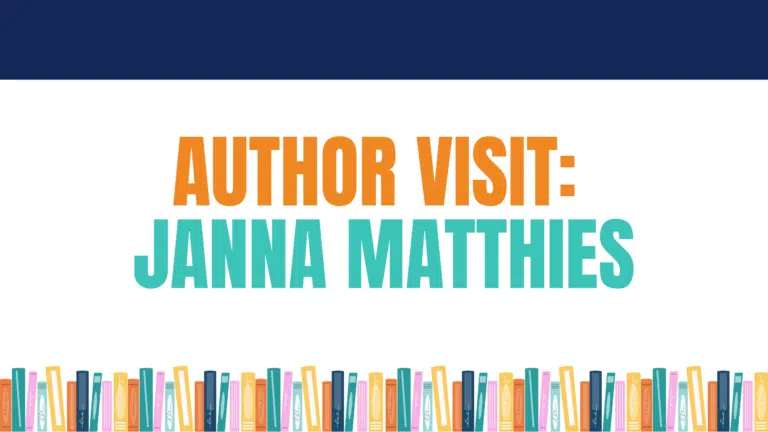 Graphic with text: Author visit: Janna Matthies