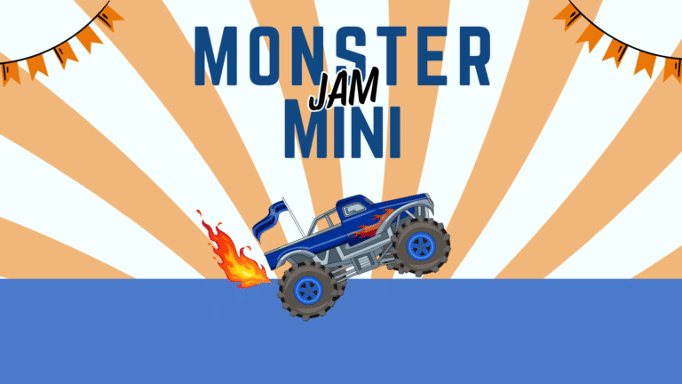 Graphic with text: Monster Jam Mini