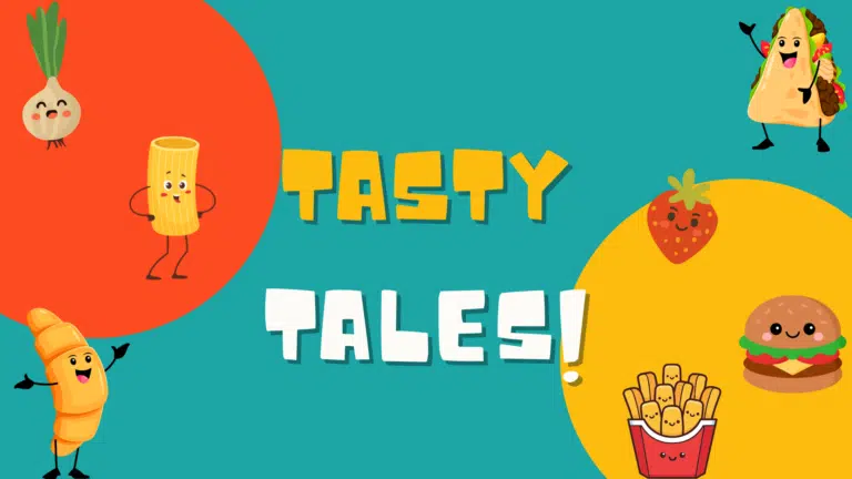 Graphic with text: Tasty Tales