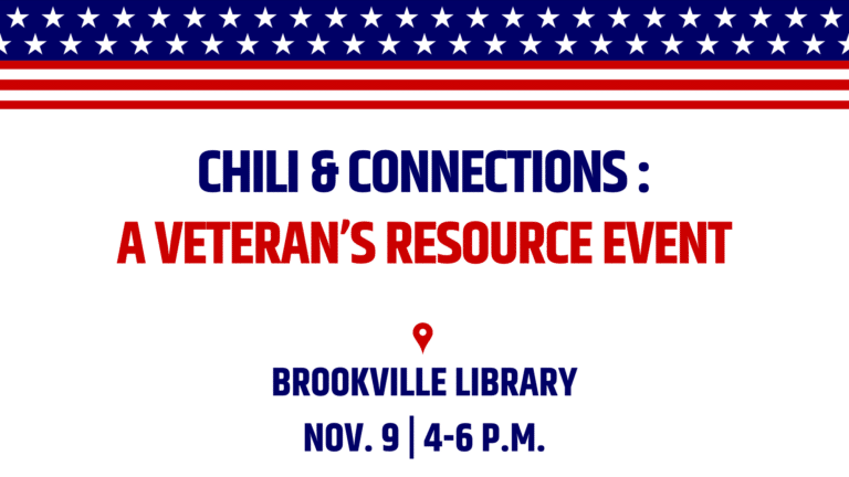 Graphic with text: Chili and Connections: A Veteran's Resource Event